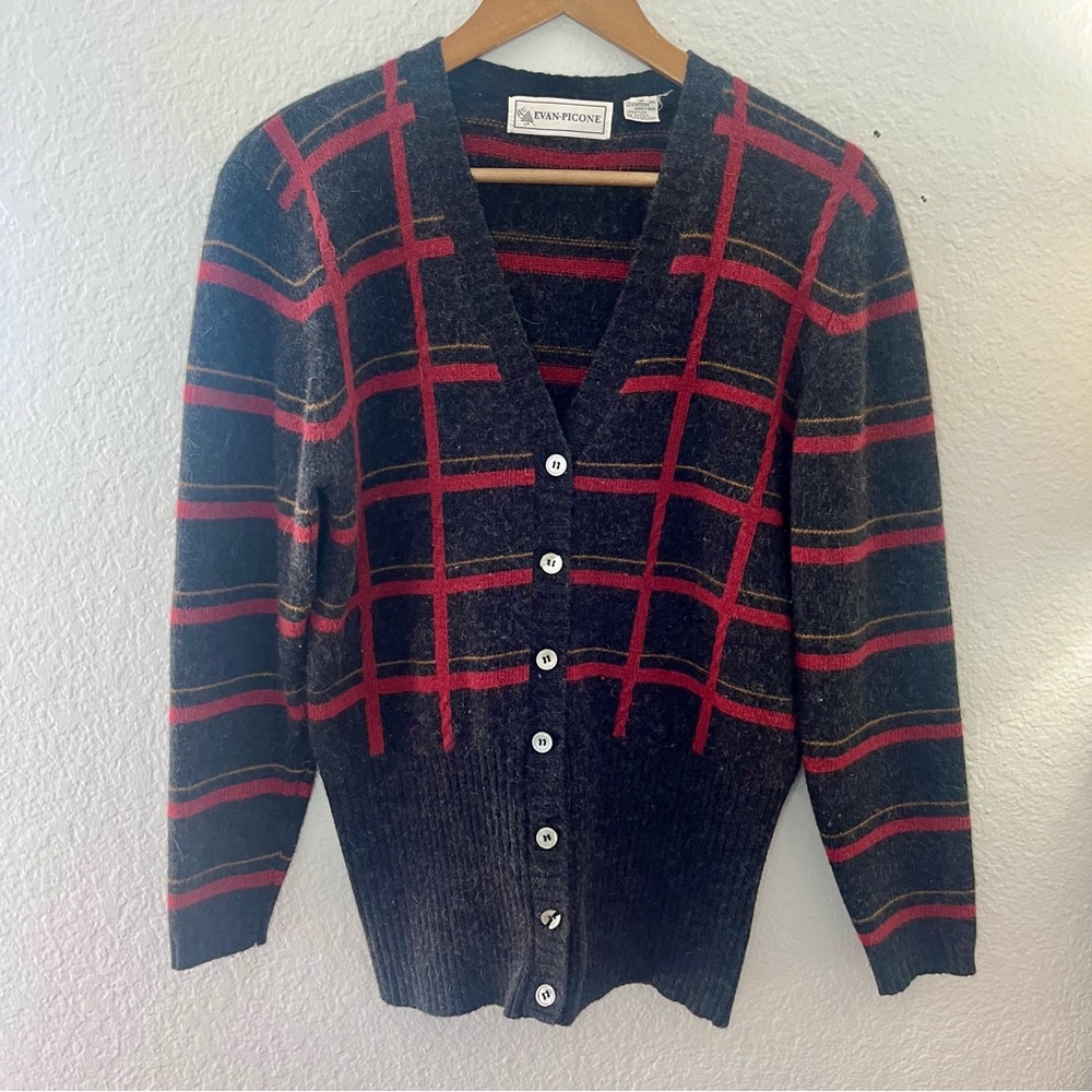 Evan-Picone Vintage Lambswool & Rabbit Hair Button Up Cardigan Sweater Size S